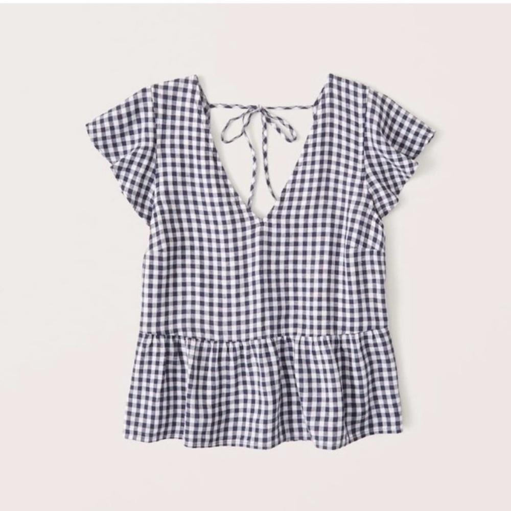 Abercrombie & Fitch Gingham Checkered V-Neck Top